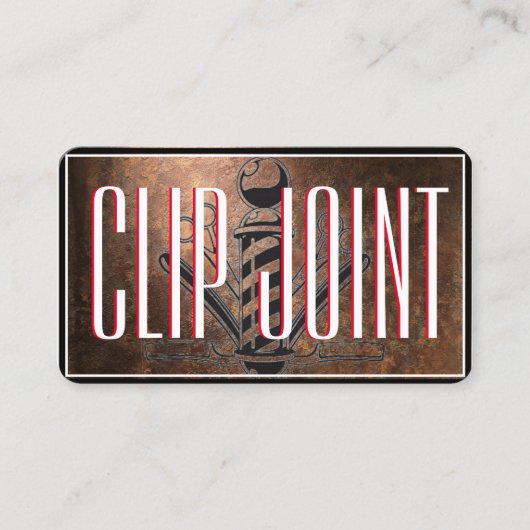 Carte De Visite Rouge et blanc avec BarberPole, Straight Razor (Devant)