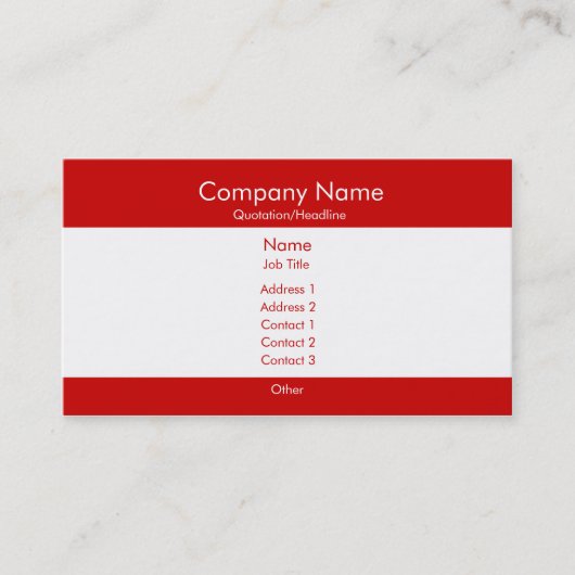 Carte De Visite Rouge et blanc de base (Devant)
