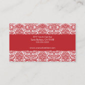 Carte de visite rouge et blanc de damassé (Dos)