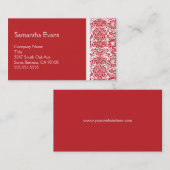 Carte de visite rouge et blanc de damassé (Devant / Derrière)