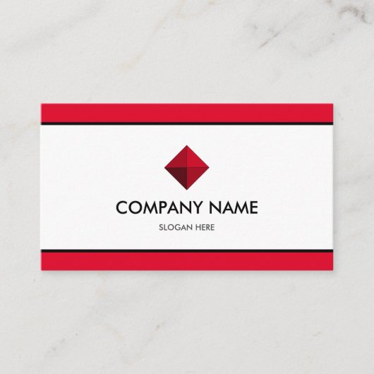 Carte De Visite Rouge et blanc de marque élégant (Devant)