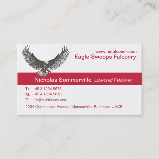 Carte de visite rouge et blanc d'Eagle de (Devant)