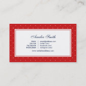 Carte De Visite Rouge et blanc Polka Dot Bleu Ruban Social Media (Dos)