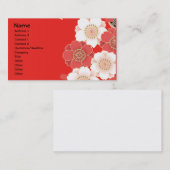 Carte De Visite Rouge et blanc Sakura Japonais Kimono (Devant / Derrière)