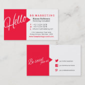 Carte de visite rouge et de blanc bonjour de la (Devant / Derrière)