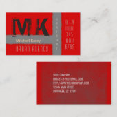 Carte de visite rouge et gris de conception grunge (Devant / Derrière)