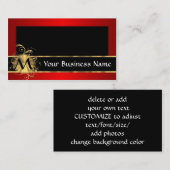 Carte De Visite Rouge et noir avec le monogramme (Devant / Derrière)