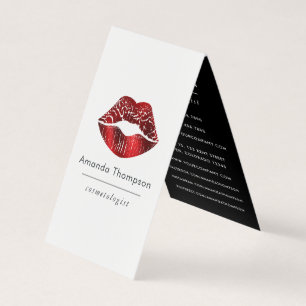 Carte De Visite Rouge et Noir Pailleté de Cœur Faux Holographique
