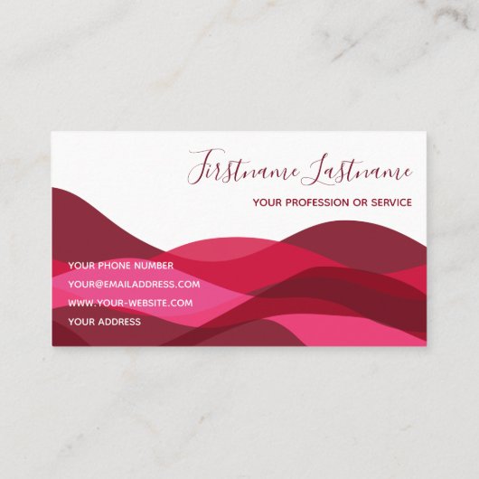 Carte De Visite Rouge et violet abstrait vagues affaires de callig (Dos)