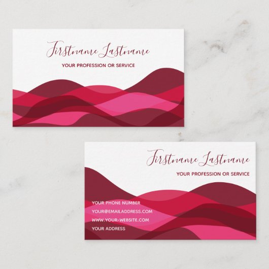 Carte De Visite Rouge et violet abstrait vagues affaires de callig (Devant / Derrière)