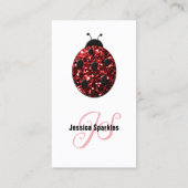 Carte De Visite Rouge étincelles Ladybug QR code Monogramme blanc (Dos)