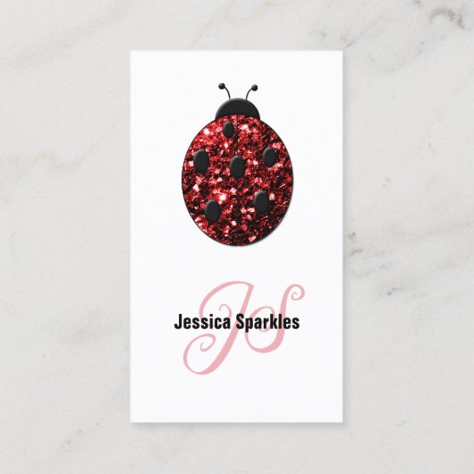 Carte De Visite Rouge étincelles Ladybug QR code Monogramme blanc  (Dos)
