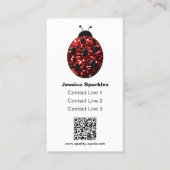 Carte De Visite Rouge étincelles Ladybug QR code Monogramme blanc (Devant)