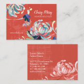 Carte De Visite Rouge floral moderne (Devant / Derrière)