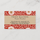 Carte De Visite Rouge Floral Vibrant Ornate Classé Motif (Dos)