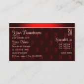 Carte De Visite Rouge foncé élégant avec initiales Professionnel M (Dos)