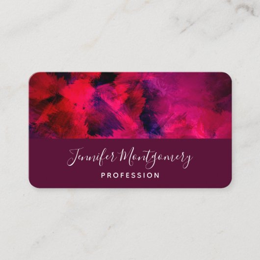 Carte De Visite Rouge foncé et violet Gras & Abstrait moderne (Devant)