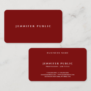Carte De Visite Rouge Foncé Luxueux Élégant Professionnel Tendance