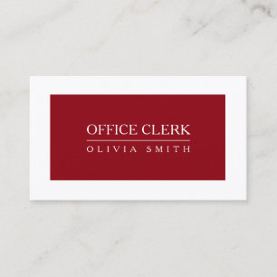 Carte De Visite Rouge-foncé professionnel de commis de bureau