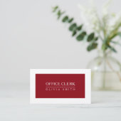 Carte De Visite Rouge-foncé professionnel de commis de bureau (Debout devant)