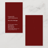 Carte De Visite Rouge foncé professionnel sobre moderne (Devant / Derrière)