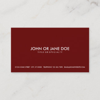 Carte De Visite rouge foncé simple