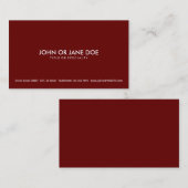 Carte De Visite rouge foncé simple (Devant / Derrière)