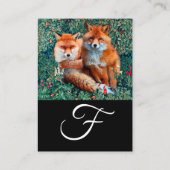 CARTE DE VISITE ROUGE FOXES PARMI LA VERDURE, LE FOLIAGE, FLEURS M (Dos)