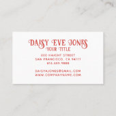 Carte de visite rouge géométrique rétro (Dos)