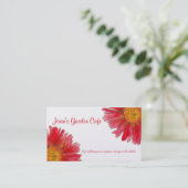Carte De Visite Rouge Gerbera Daisy Aquarelle Fleur Café Jardin (Debout devant)