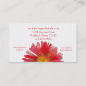 Carte De Visite Rouge Gerbera Daisy Aquarelle Fleur Café Jardin (Dos)