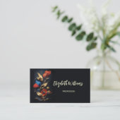 Carte De Visite Rouge Gold 3 D Fleurs Noir (Debout devant)