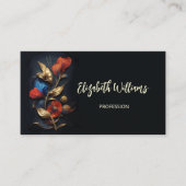 Carte De Visite Rouge Gold 3 D Fleurs Noir (Devant)