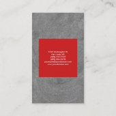 Carte De Visite Rouge Gris moderne Plain Professional (Dos)