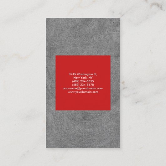 Carte De Visite Rouge Gris moderne Plain Professional (Dos)