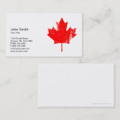 Carte de visite rouge grunge élégant de feuille (Devant / Derrière)