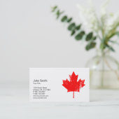 Carte de visite rouge grunge élégant de feuille (Debout devant)