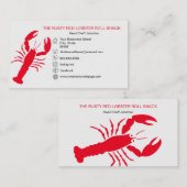 Carte De Visite Rouge Homard Fruits de mer Noir Blanc Simple Nauti (Devant / Derrière)