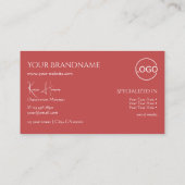 Carte De Visite Rouge indien clair avec logo et bijoux Monogramme (Dos)