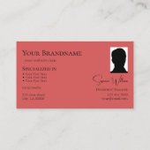 Carte De Visite Rouge indien moderne avec monogramme et photo (Dos)