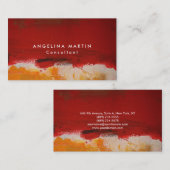 Carte De Visite Rouge Jaune Abstrait Plaine Moderne Feminine (Devant / Derrière)