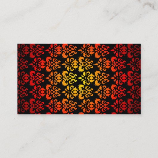 Carte De Visite Rouge, jaune et noir damassé (Devant)