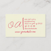 Carte De Visite Rouge jaune rétro manuscrit tiré à la main fille i (Dos)