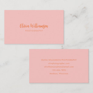 Carte De Visite Rouge Légèrement Rosé Orange Nom Script Minimalist