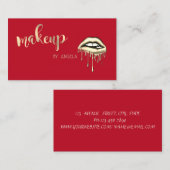 Carte De Visite Rouge, Lèvres à gouttes métalliques élégantes pour (Devant / Derrière)