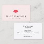 Carte De Visite Rouge Lèvres de baiser Artiste de maquillage rose  (Devant / Derrière)