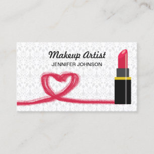 Carte De Visite Rouge Lipstick Et Un Artiste De Maquillage Coeur