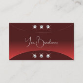Carte De Visite Rouge luxueux avec diamants argentés (Devant)