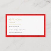 Carte De Visite Rouge Marbré Moderne Design Couleur Or (Dos)