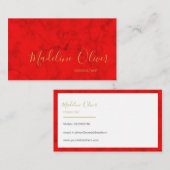 Carte De Visite Rouge Marbré Moderne Design Couleur Or (Devant / Derrière)